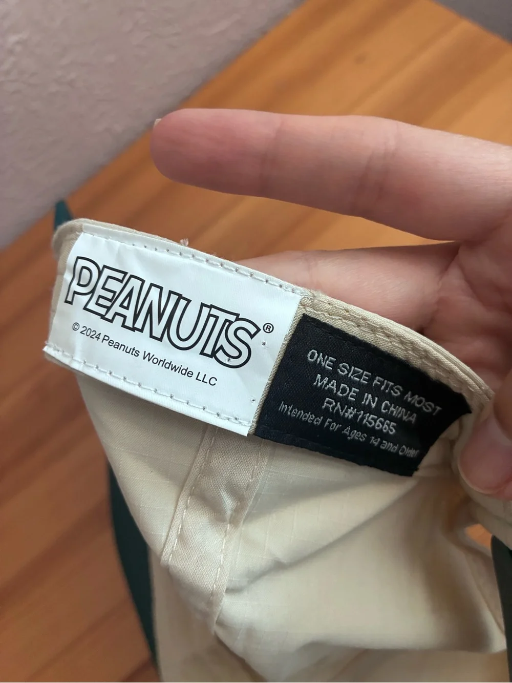 2024 Peanuts Beige and Dark Green 'It's All Good in the Woods' Rope Cap